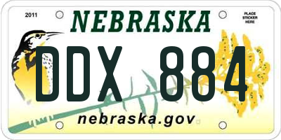 NE license plate DDX884