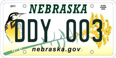 NE license plate DDY003