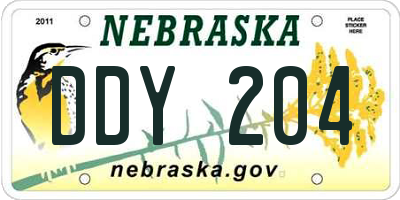 NE license plate DDY204
