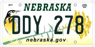 NE license plate DDY278