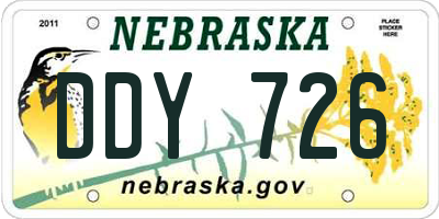 NE license plate DDY726