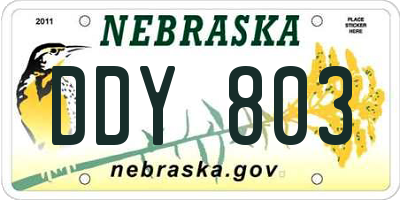 NE license plate DDY803
