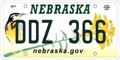 NE license plate DDZ366
