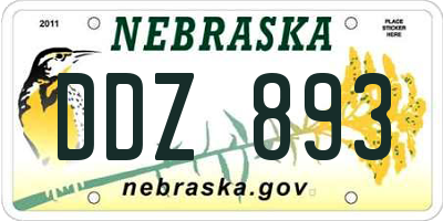 NE license plate DDZ893