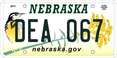 NE license plate DEA067