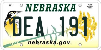NE license plate DEA191