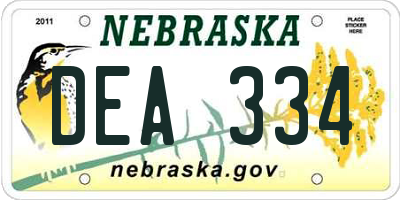 NE license plate DEA334