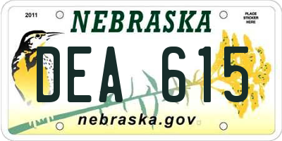 NE license plate DEA615