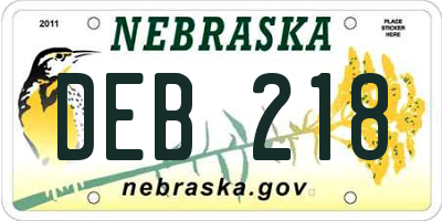 NE license plate DEB218