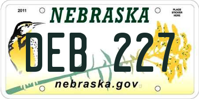 NE license plate DEB227