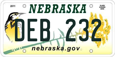 NE license plate DEB232