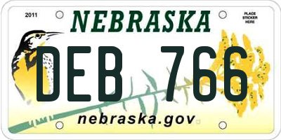 NE license plate DEB766