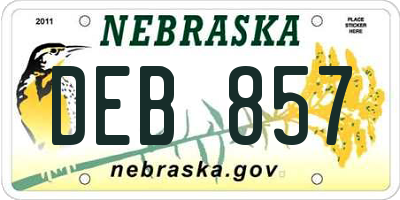 NE license plate DEB857
