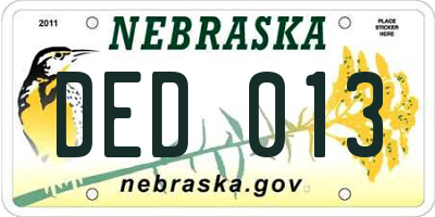 NE license plate DED013