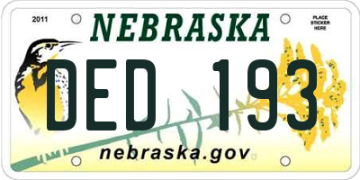 NE license plate DED193