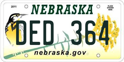 NE license plate DED364