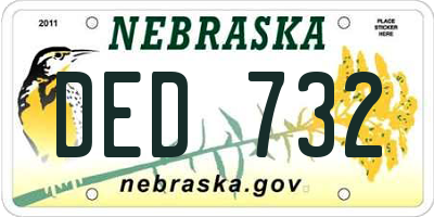NE license plate DED732
