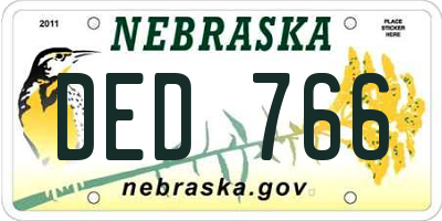 NE license plate DED766