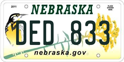 NE license plate DED833