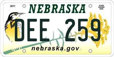 NE license plate DEE259