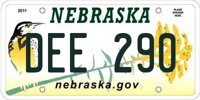 NE license plate DEE290