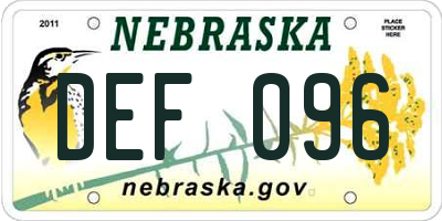 NE license plate DEF096