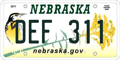 NE license plate DEF311