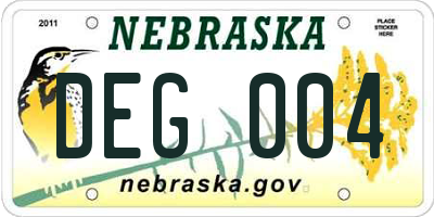 NE license plate DEG004