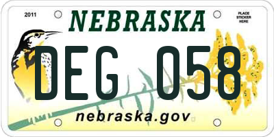NE license plate DEG058