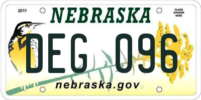 NE license plate DEG096