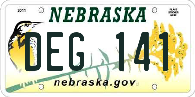 NE license plate DEG141