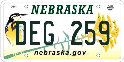 NE license plate DEG259