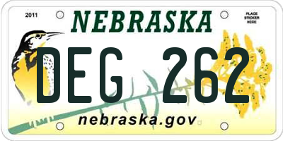 NE license plate DEG262