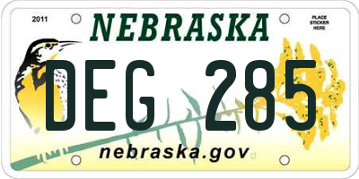 NE license plate DEG285