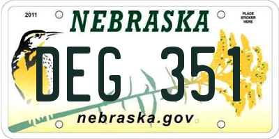 NE license plate DEG351