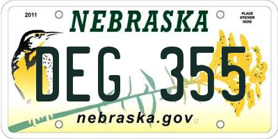NE license plate DEG355