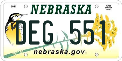 NE license plate DEG551