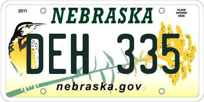 NE license plate DEH335