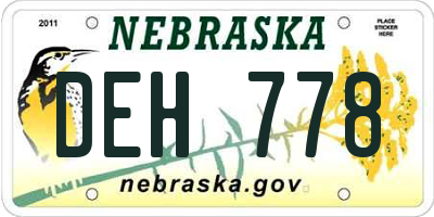 NE license plate DEH778