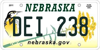 NE license plate DEI238