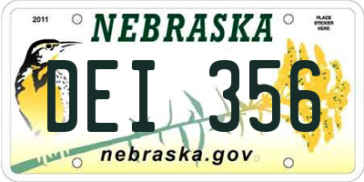 NE license plate DEI356
