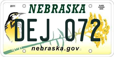 NE license plate DEJ072