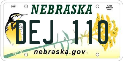 NE license plate DEJ110