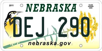 NE license plate DEJ290