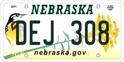NE license plate DEJ308