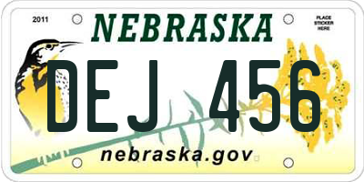 NE license plate DEJ456