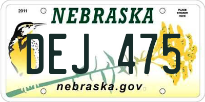 NE license plate DEJ475