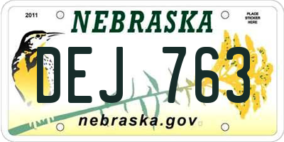 NE license plate DEJ763