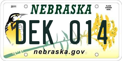 NE license plate DEK014