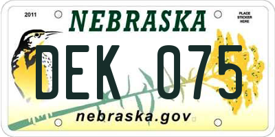 NE license plate DEK075